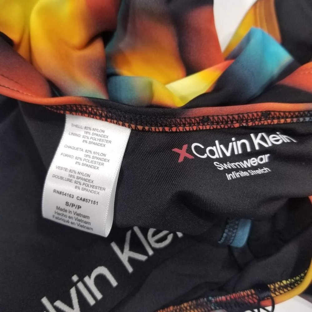 Calvin Klein Multicolor Abstract Scoop Neck One Piece Swimsuit Size Small - Picture 12 of 13